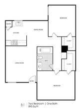 2 Bedroom, 1 Bathroom 263 floor plan